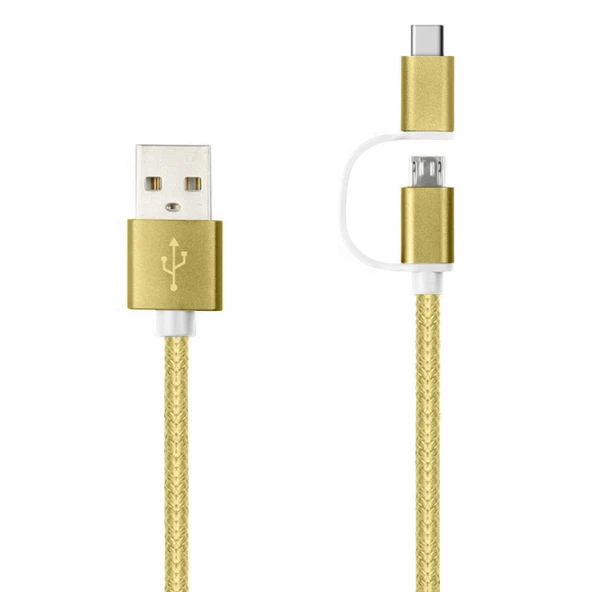 LinkTech K556 2in1 Micro USB + Type-C 1.2mt Şarj ve Data Kablosu - Resim 2