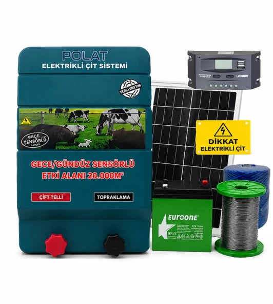POLAT GÜNEŞ PANELLİ PRO 2000 Metre (20-25 DÖNÜM) Elektrikli Çit ürün görseli 1