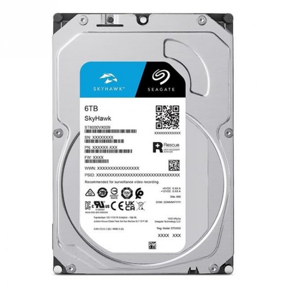 Seagate 6TB 3.5" 5400Rpm 256MB SATA3 Skyhawk 7x24 Güvenlik Diski ST6000VX009 ürün görseli 1