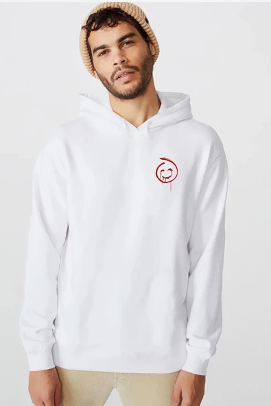 The Mentalist Red John Pocket Beyaz Erkek 3ip Kapşonlu  Sweatshirt ürün görseli 1