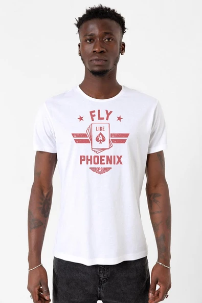 Top Gun Maverick Fly Like A Phoenix Beyaz Erkek Bisikletyaka Tshirt ürün görseli 1