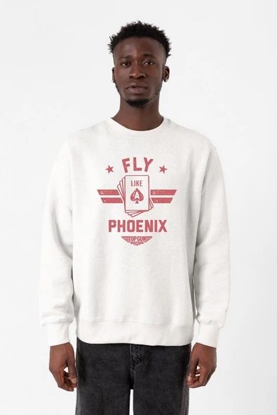 Top Gun Maverick Fly Like A Phoenix Beyaz Erkek 2ip Sweatshirt ürün görseli 1