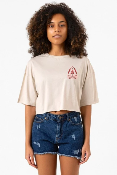 Top Gun Maverick Ghostrider Bej Kadın Crop Tshirt ürün görseli 1