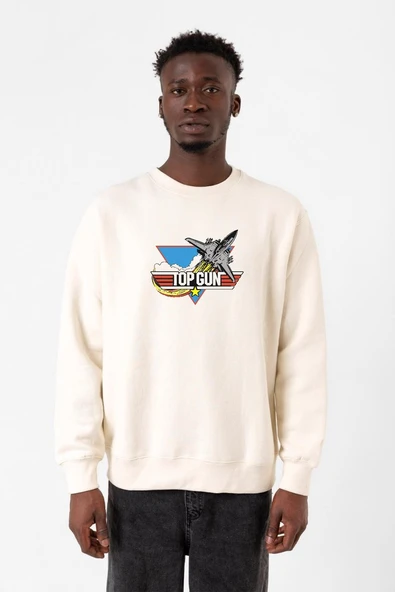 Top Gun Vintage Jet Stars Ekru Erkek 2ip Sweatshirt ürün görseli 1