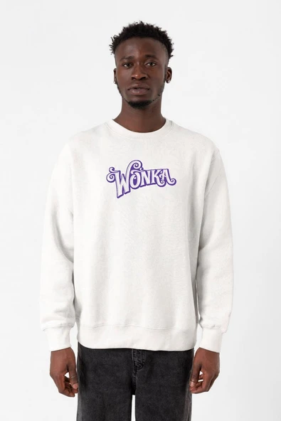 Willy Wonka Logo Beyaz Erkek 2ip Sweatshirt ürün görseli 1