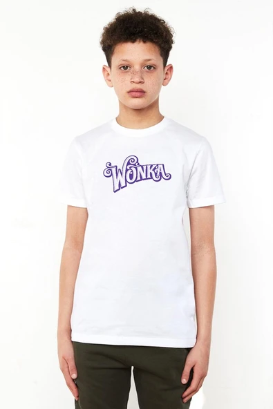 Willy Wonka Logo Beyaz Çocuk Bisikletyaka Tshirt ürün görseli 1