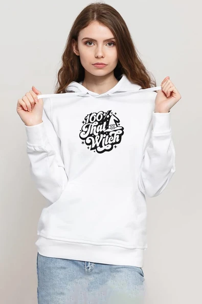 100 Per Cent That Witch Beyaz Kadın 3ip Kapşonlu Sweatshirt ürün görseli 1