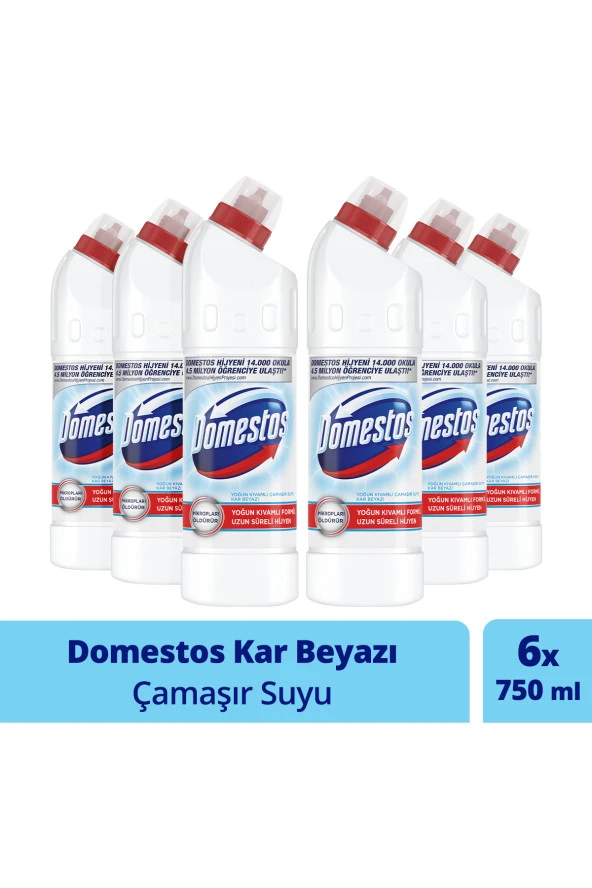 Domestos Yoğun Kıvamlı Çamaşır Suyu Kar Beyazı Maksimum Hijyen 750 ml 6 Adet ürün görseli 1