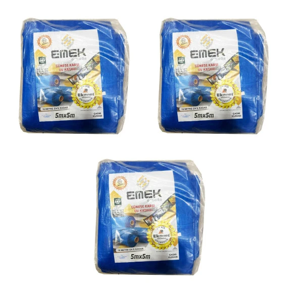 Emek Çadır Kumaşı Branda Tente UV Güneşlik Gölgelik Koruma Yağmur Su Geçirmez - 5x5 Metre - 3 Paket ürün görseli 1