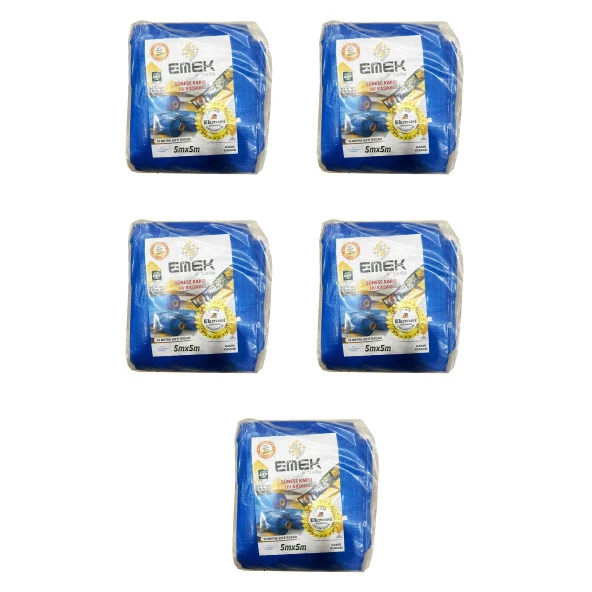 Emek Çadır Kumaşı Branda Tente UV Güneşlik Gölgelik Koruma Yağmur Su Geçirmez - 5x5 Metre - 5 Paket ürün görseli 1
