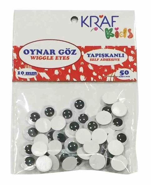 KRAF KIDS OYNAR GÖZ YAPIŞKANLI 10 MM 50 Lİ KK55 ürün görseli 1