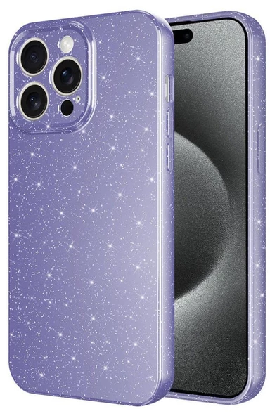 iPhone 15 Pro Max Kılıf Kamera Korumalı Simli Parıltılı Lüks Silikon ürün görseli 1