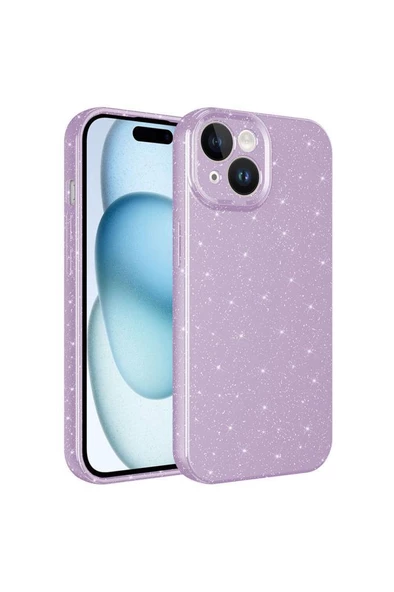 iPhone 15 Kılıf Kamera Korumalı Simli Parıltılı Lüks Silikon ürün görseli 1