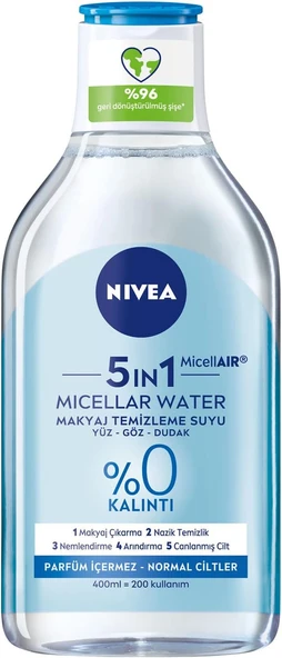 Nıvea 5 in1 Canlandırıcı Micellar Makyaj Temizleme Suyu Normal Ciltler, 400 ml, Yüz Temizleyici ürün görseli 1