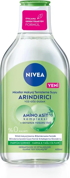 Nıvea Micellar Makyaj Temizleme Suyu Arındırıcı ve Matlaştırıcı 400 ml, Yüz, Göz ve Dudak Temizleyic ürün görseli 1