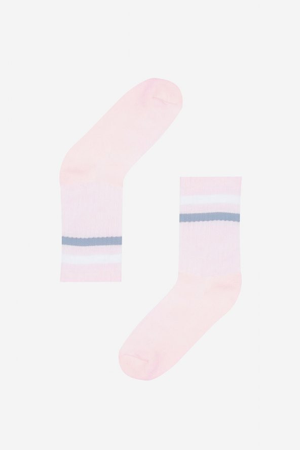 Pembe Çizgili Havlu Soket Çorap ürün görseli 1