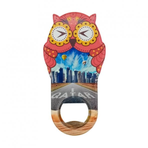 Katar Temalı Baykuş Magnet Kapak Açacak ürün görseli 1