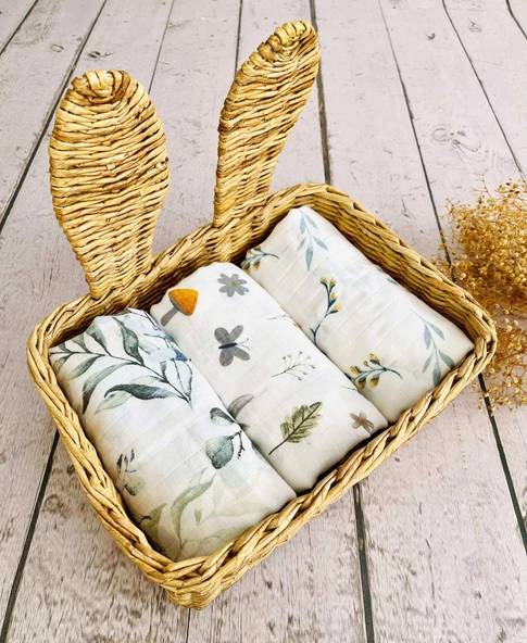 3 Adet 75x75 Çok Amaçlı Müslin Bezi Örtü Battaniye P5992S16243 ürün görseli 1
