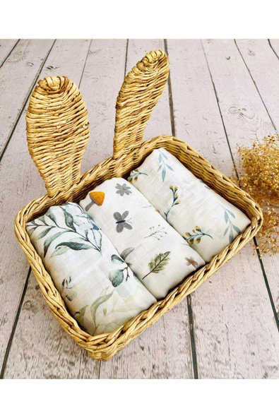 3 Adet 110x110 Çok Amaçlı Müslin Bezi Örtü Battaniye P6001S14540 ürün görseli 1