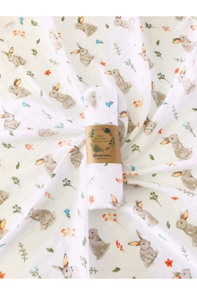 Rabbit  Çok Amaçlı Müslin Örtü Battaniye - Resim 2