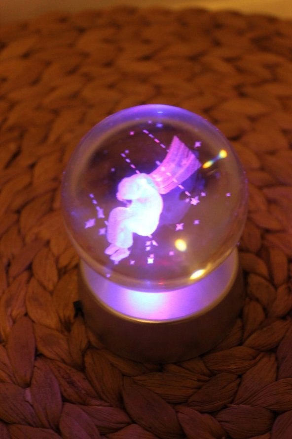 3D Led Işık Cam Küre Pilli Çocuk - Resim 4