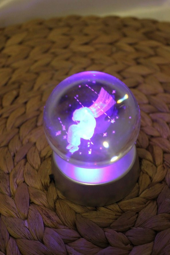 3D Led Işık Cam Küre Pilli Çocuk - Resim 6