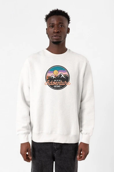 And So The Adventure Begins Beyaz Erkek 2ip Sweatshirt ürün görseli 1