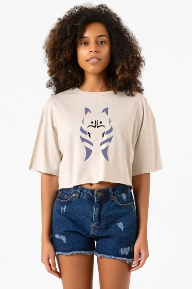 Ahsoka Tano Minimal Bej Kadın Crop Tshirt ürün görseli 1