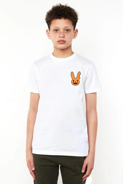 Bad Bunny Halloween Beyaz Çocuk Bisikletyaka Tshirt ürün görseli 1