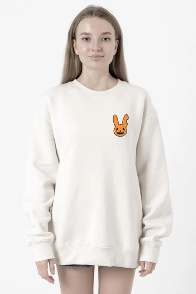 Bad Bunny Halloween Beyaz Kadın 2ip Sweatshirt ürün görseli 1