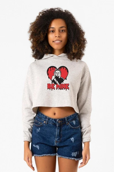 Be Mine Michael Myer Beyaz Kırçıllı Kadın Crop Kapşonlu ürün görseli 1