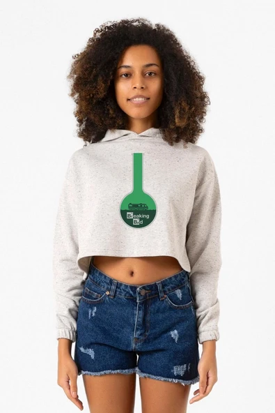 Breaking Bad Merch Beyaz Kırçıllı Kadın Crop Kapşonlu ürün görseli 1