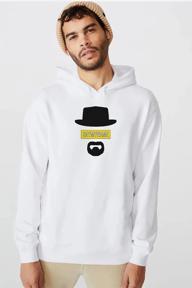Breaking Bad Yellow Say My Name Head Beyaz Erkek 3ip Kapşonlu  Sweatshirt ürün görseli 1