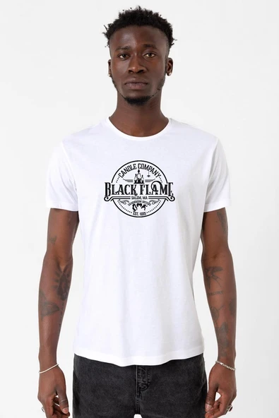 Candle Company Black Flame Beyaz Erkek Bisikletyaka Tshirt ürün görseli 1