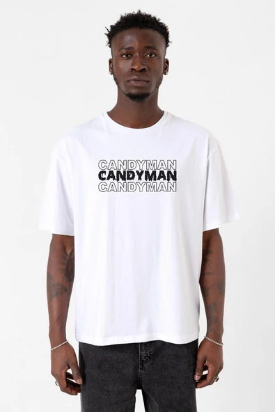 Candy Man Halloween Beyaz Erkek Oversize Tshirt ürün görseli 1