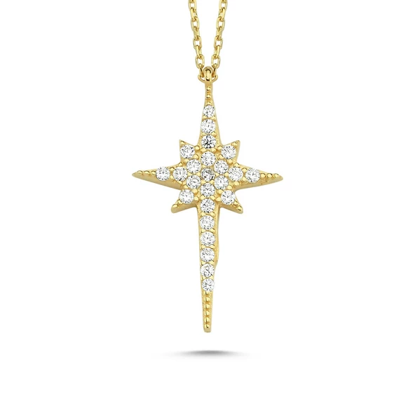 Kutup Yıldızı Altın Kolye 14K Gold Zirconia 2cm ürün görseli 1