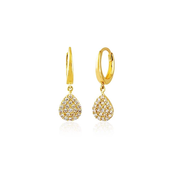Sallantılı Altın Damla Küpe 14K Gold ürün görseli 1