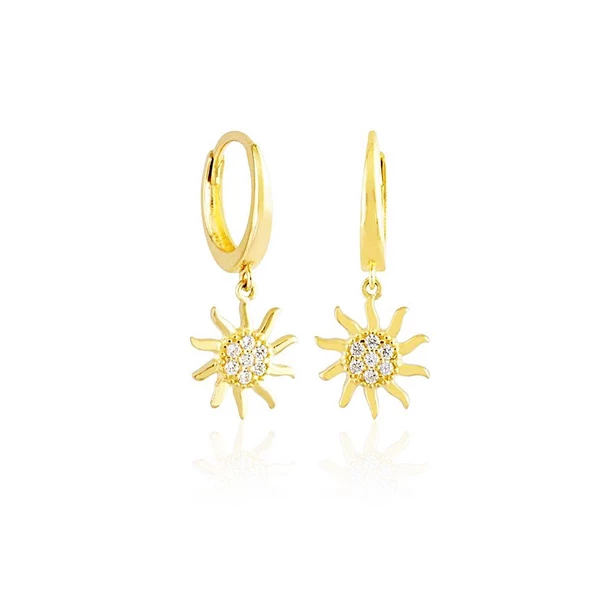 Sallantılı Altın Güneş Küpe 14K Gold ürün görseli 1
