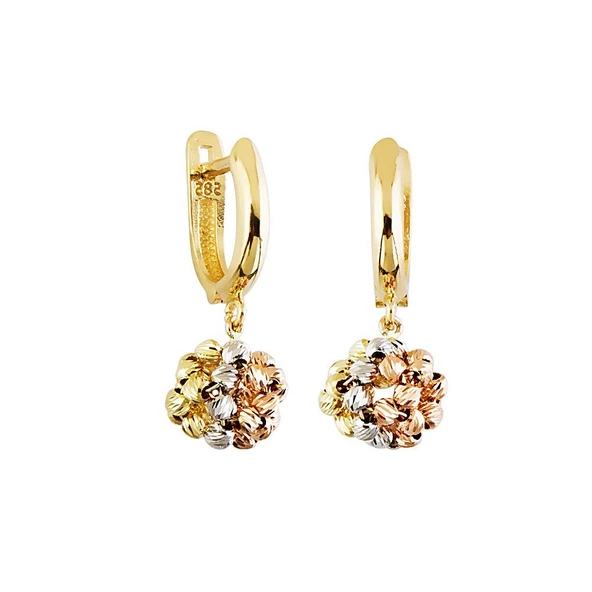 Sallantılı Altın Dorika Küpe 14K Gold Tricolor ürün görseli 1