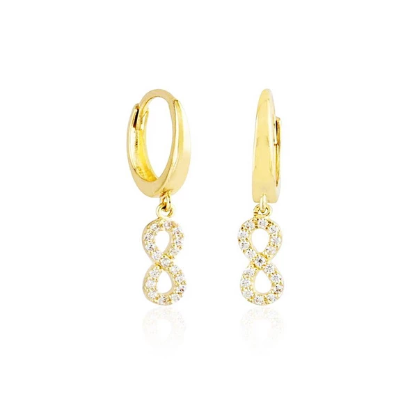 Sonsuz Altın Sallantılı Küpe 14K Gold Taşlı ürün görseli 1