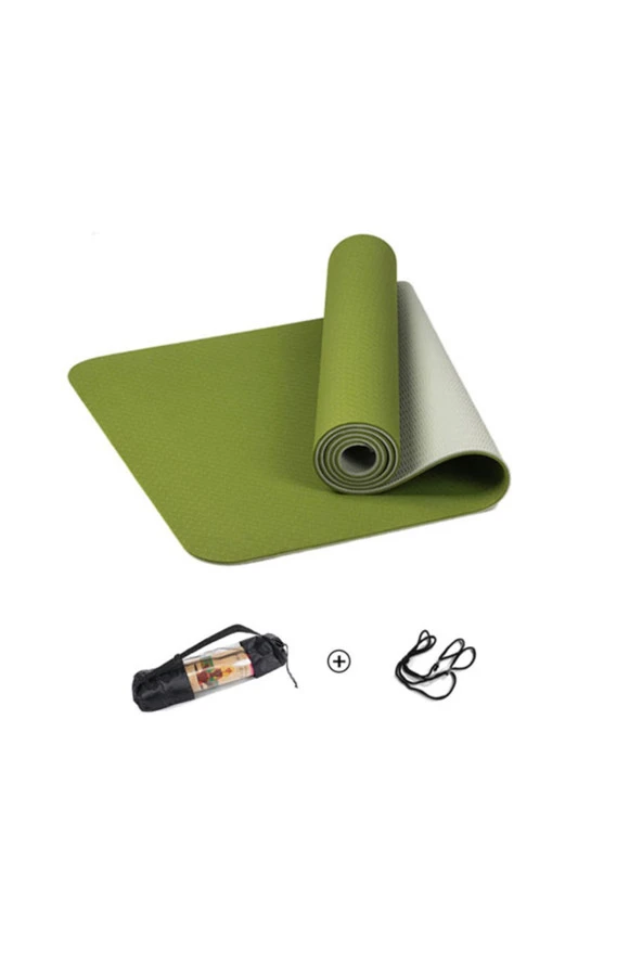 Pilates & Yoga Minderi, Çift Renkli Mat Yeşil ürün görseli 1
