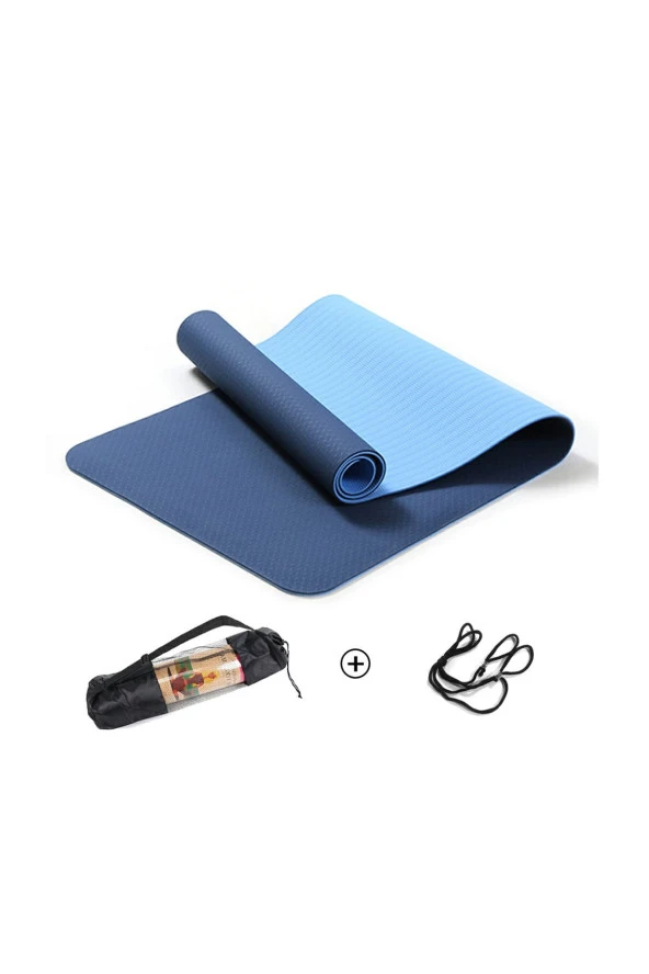Pilates & Yoga Minderi, Çift Renkli Mat Mavi ürün görseli 1
