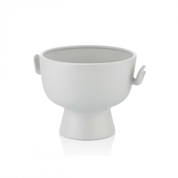 Crearthome Gorgi El Desenli Dekoratif Beyaz Kase 26.5X21.5X18.3 CM 1JB-2025W ürün görseli 1