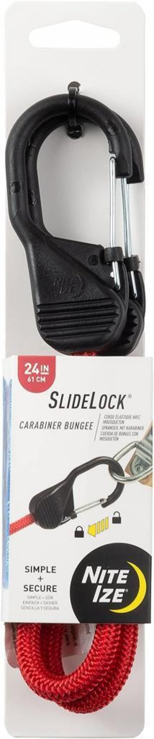 Nite İze Slidelock Kilitli Karabina Bungee Gergi Lastiği Kırmızı 61 Cm ürün görseli 1