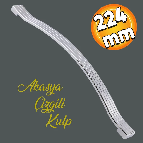 Akasya Mobilya Mutfak Dolabı Çekmece Dolap Kapak Kulpu Düz Metal Kulbu Kulpu 224 Mm Krom Kulpları ürün görseli 1
