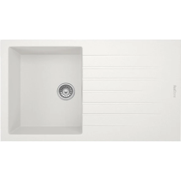 REAL TROYA 86 GRANİT EVİYE P004 BEYAZ Tezgah Üstü 86x50 Cm ürün görseli 1