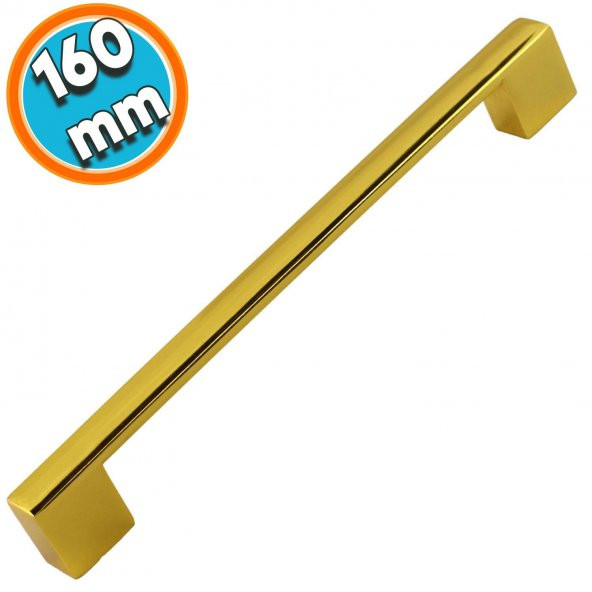 Mobilya Banyo Mutfak Dolabı Çekmece Dolap Kapak Kulpu Kulbu Gold Altın 160 mm Metal Kulp ürün görseli 1