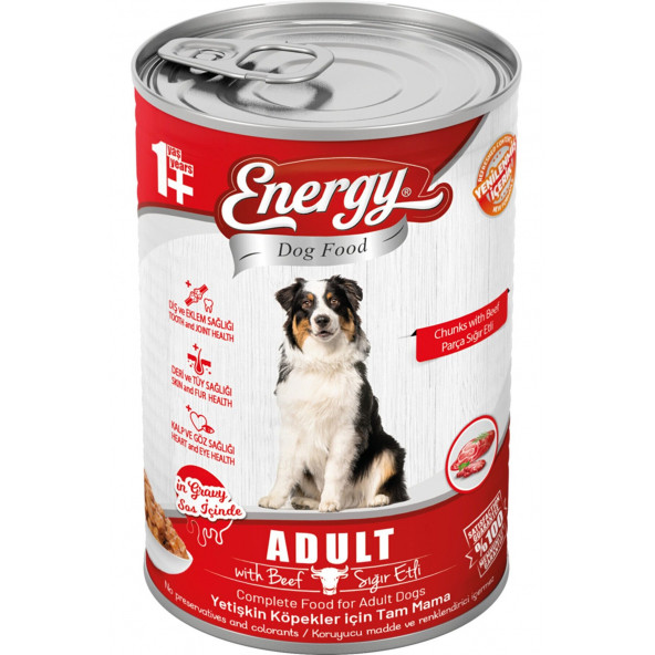 Energy Pet Food Energy Sığır Etli Yetişkin Islak Köpek Konserve Maması 415 Gram 80 Adet ürün görseli 1