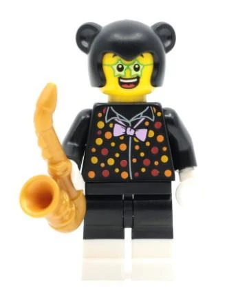 Orjinal Lego Minifigür Halloween Party Black Cat Girl Costume with Saxophone ürün görseli 1