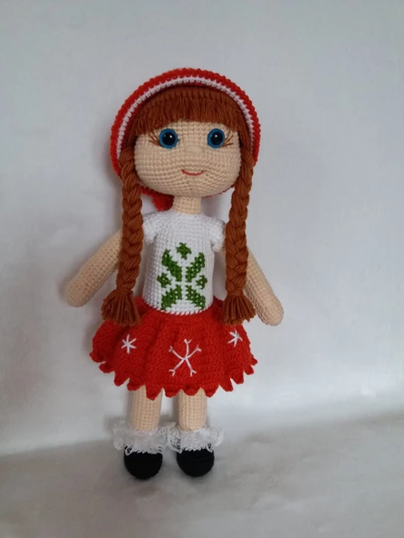 Sevimli Noel Kızı Amigurumi Organik Oyuncak ürün görseli 1